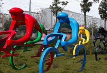 公園自行車雕塑 創(chuàng)意企業(yè)運(yùn)動員雕塑 美陳體育雕塑