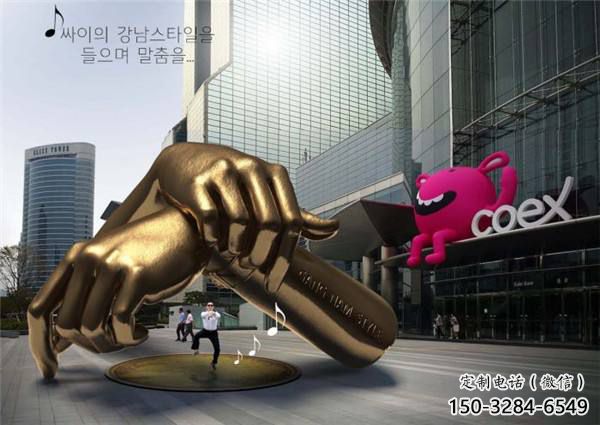 大門口拳頭雕塑 發(fā)光公園手勢雕塑 仿真握拳雕塑