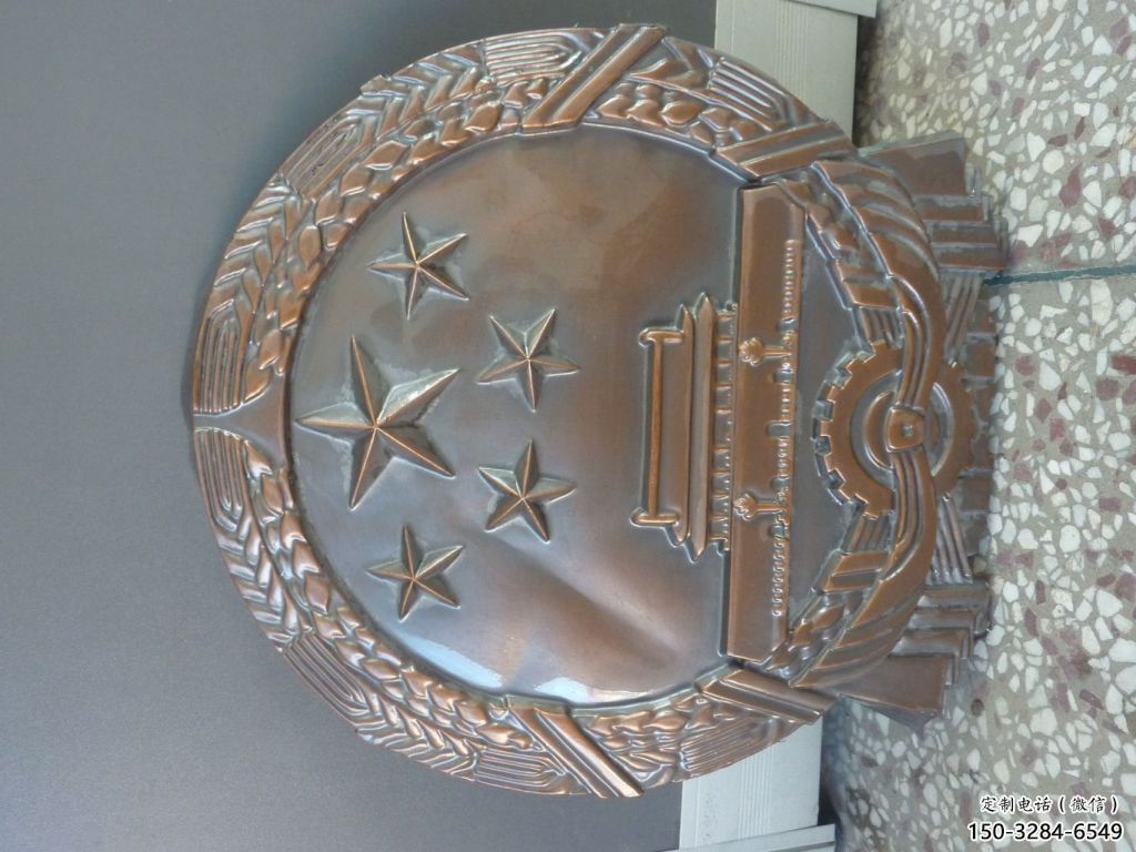 現代校徽雕塑 大型別墅區浮雕雕塑 彩繪景墻雕塑