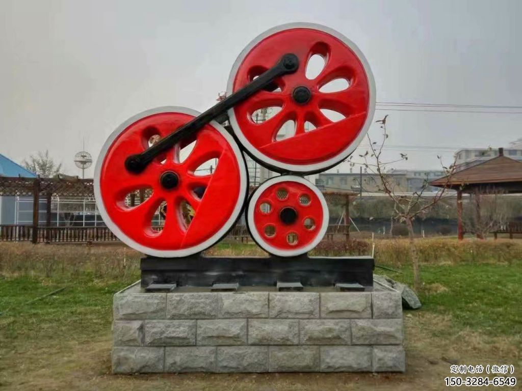 仿真齒輪雕塑 電鍍現代工業雕塑 部隊機械雕塑