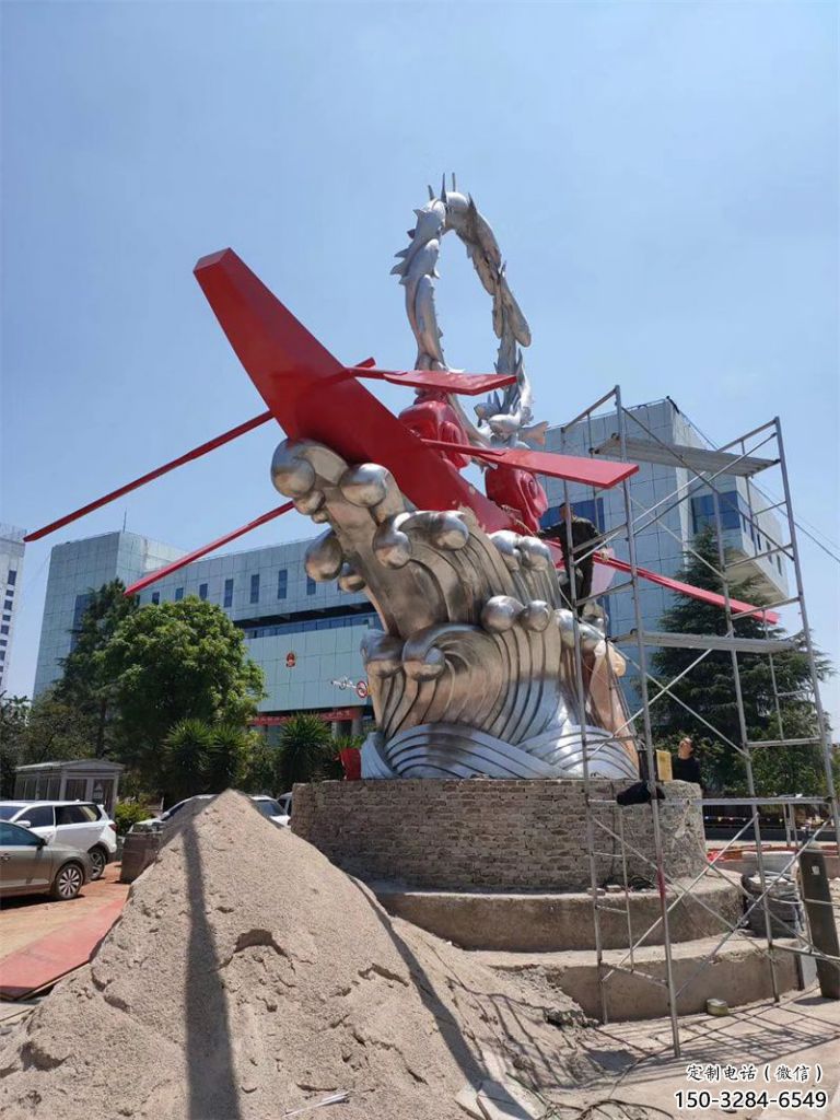 龍舟雕塑 景觀校園競(jìng)賽雕塑 商業(yè)街劃槳雕塑