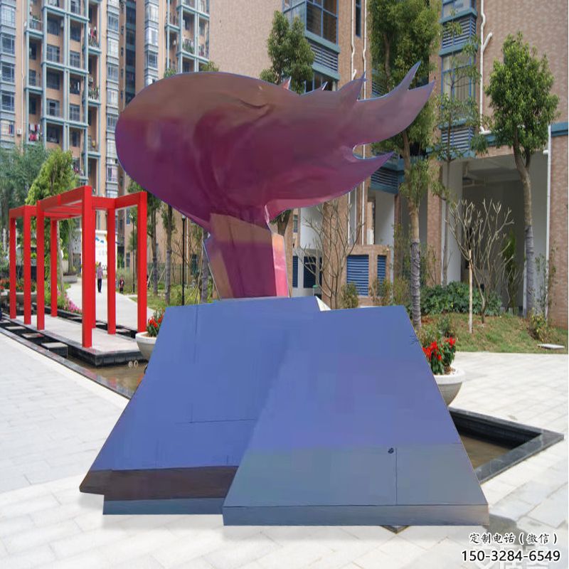 草地火苗雕塑廠家 現代校園火焰頭雕塑 大型景觀雕塑