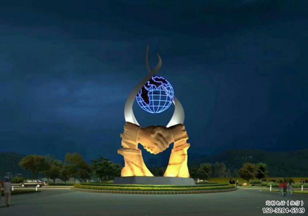 創意握手雕塑 啞光雕塑 公園誠信雕塑