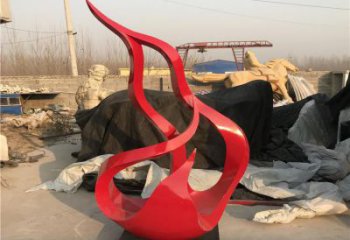 廣場(chǎng)火把雕塑 抽象星火相傳主題 烤漆篝火雕塑