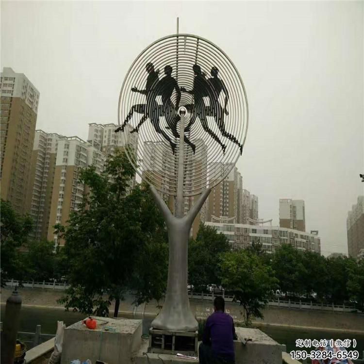 異形球拍雕塑 現代校園體育雕塑 校園網球拍雕塑