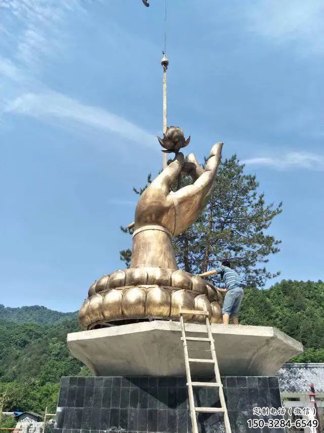 幾何佛手雕塑 發光公園雕塑 大門口觀音手雕塑