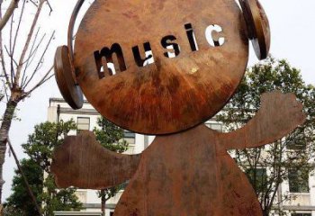 烤漆耳麥雕塑 鋼管音樂雕塑 室內(nèi)耳機雕塑