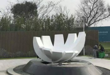 中式蓮花雕塑 啞光水蓮花雕塑 游樂(lè)場(chǎng)花卉雕塑