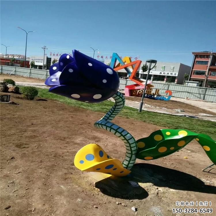 景觀喇叭花雕塑 剪影花卉雕塑 商業街雕塑