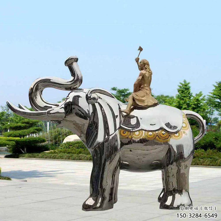 景觀大象雕塑工程選用，美陳雕塑，鏡面大象雕塑展示