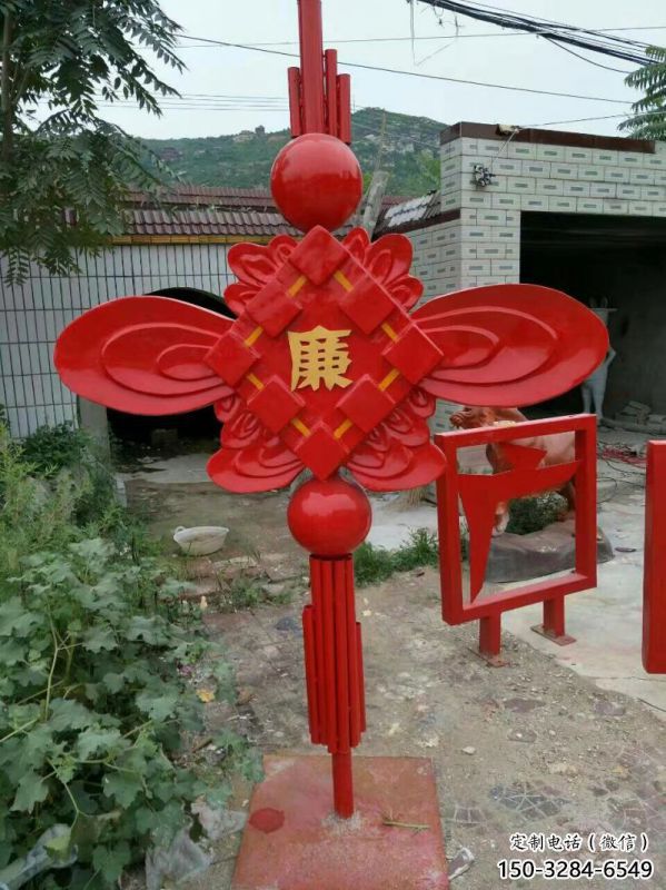 城市中國結(jié)雕塑廠家，烤漆工藝制作，民俗文化標(biāo)識(shí)