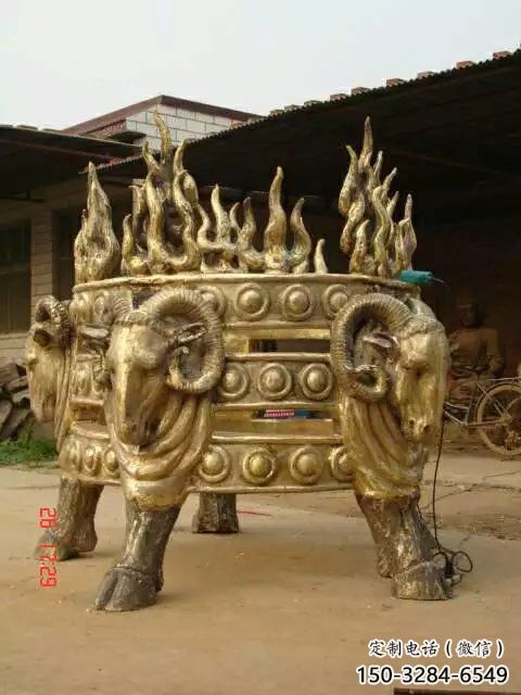 羊頭四羊方尊銅雕塑制作