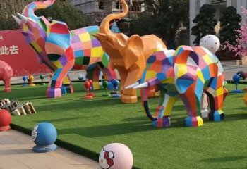 公共大象雕塑訂做，城市裝飾，景觀卡通大象雕塑展品