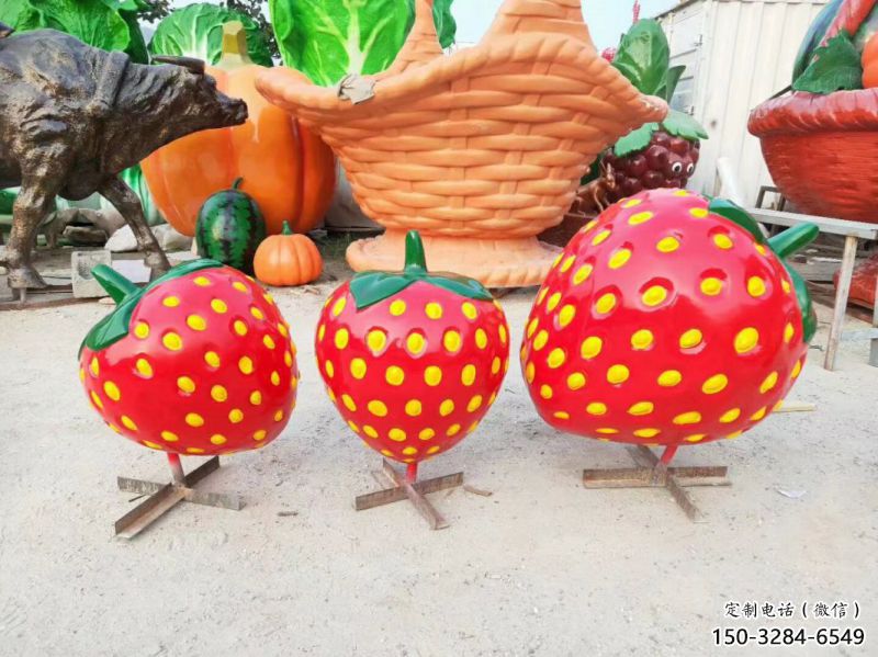 廣場果籃雕塑訂做，城市雕塑，景觀草莓果籃雕塑工程