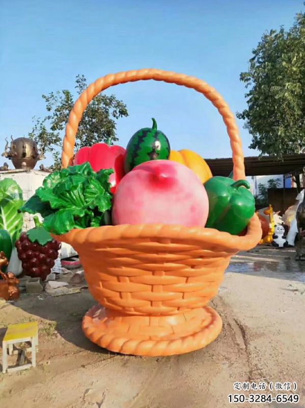 果籃雕塑優(yōu)選，城市裝飾，展示仿真果籃雕塑