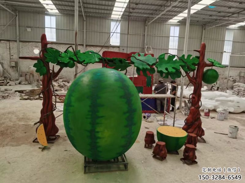 果籃雕塑生產(chǎn)，戶外擺放，西瓜果籃雕塑精選