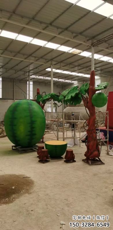 果籃雕塑優(yōu)選，陸地?cái)[件，西瓜果籃雕塑制作