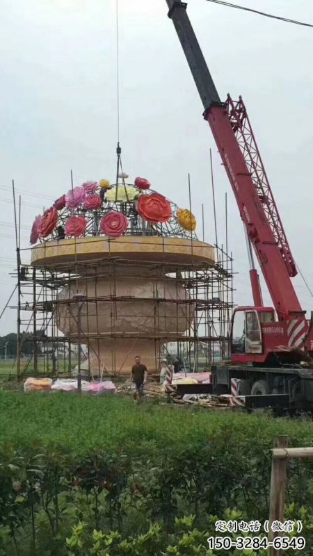 主題花籃雕塑制作，村標(biāo)概念，鍛鋼公園花籃雕塑專供
