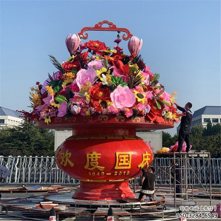 展示花籃雕塑，景觀雕塑，金屬花籃雕塑優選