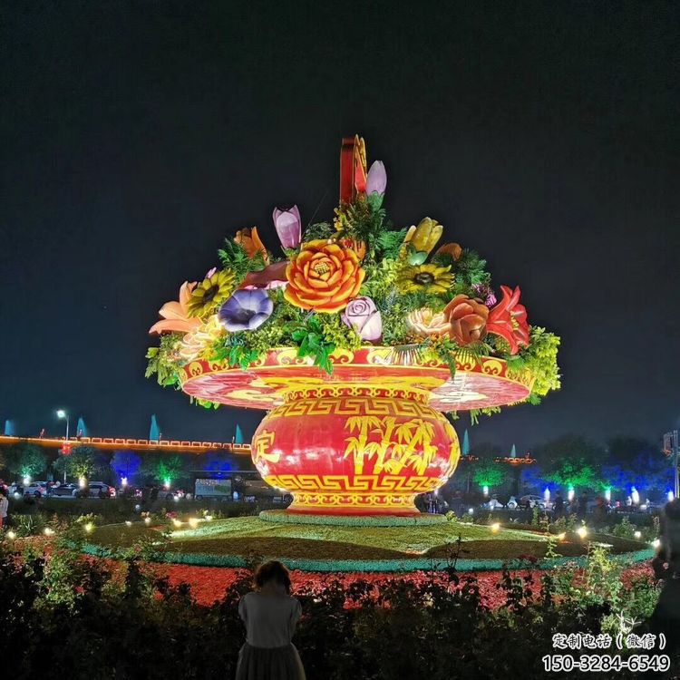 花籃雕塑定制，露天雕塑，景觀花籃雕塑展品