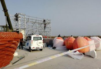 桃子景觀雕塑批發，街頭藝術，桃子果籃雕塑展品