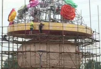 現代花籃雕塑承接，歐式風格，校園廣場不銹鋼花籃雕塑精選