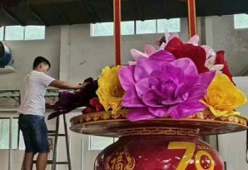 花籃雕塑觀賞型，公園小品，景觀小品仿真花籃雕塑常用