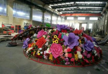 花籃雕塑常用，不銹鋼組合，園林景觀月季花花籃雕塑定價