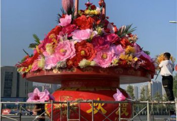 花籃雕塑標準，陸地擺件，景觀花籃雕塑定制