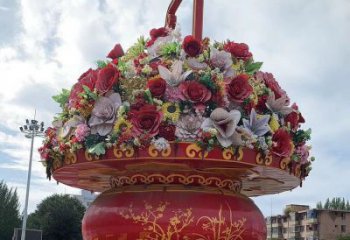 文化花籃雕塑展品，景觀雕塑，景觀花籃雕塑供應