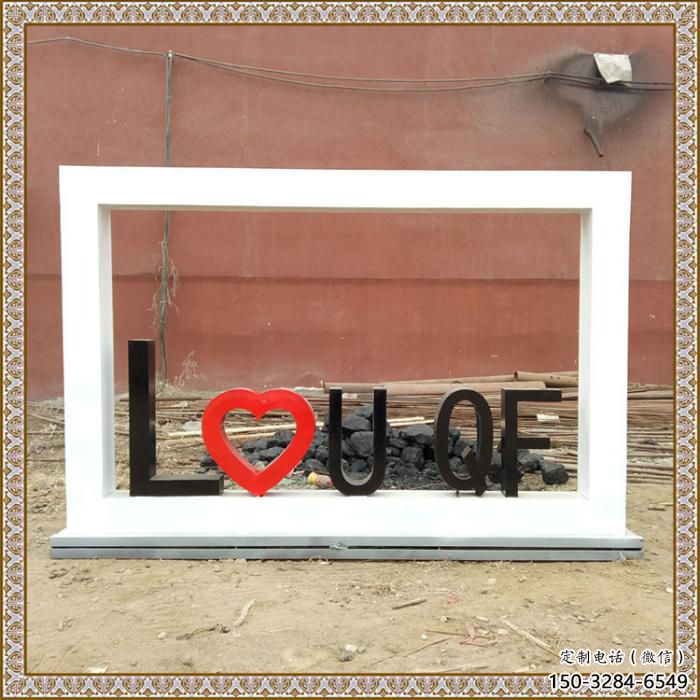 字母宣傳欄雕塑廠家，字體標識雕塑