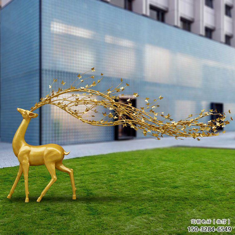 大型梅花鹿雕塑制作，花園小品，仿真梅花鹿雕塑提供