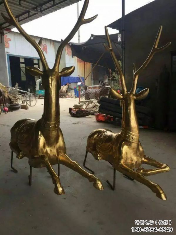 公園馴鹿雕塑，噴砂發光雕塑，鑄銅工藝