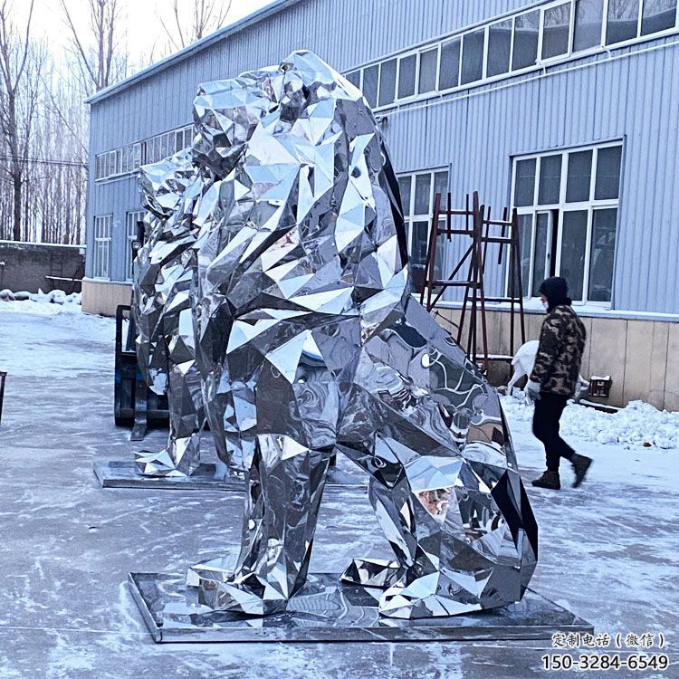 鏡面獅子雕塑通用，動物小品，廣場不銹鋼獅子雕塑優(yōu)價