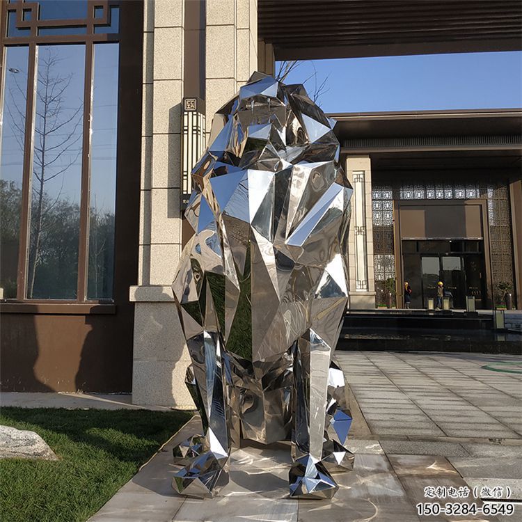 切面獅子雕塑造型供需，廣場(chǎng)雕塑，不銹鋼鏡面獅子雕塑選用