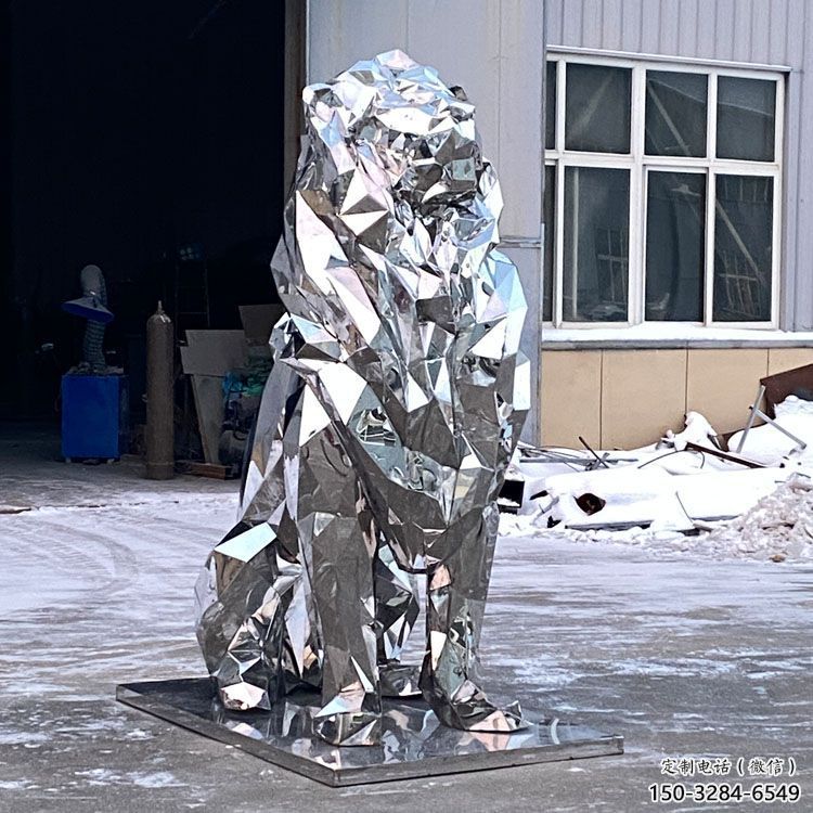 獅子雕塑供需，圓雕系列，不銹鋼獅子雕塑制造商