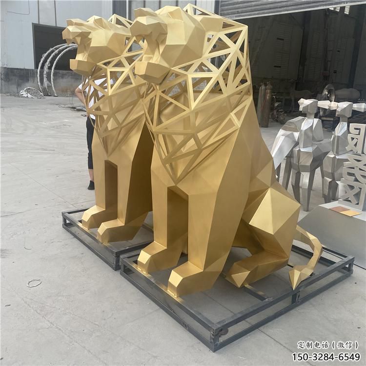 廣場獅子雕塑批發，動物系列，不銹鋼獅子雕塑制作