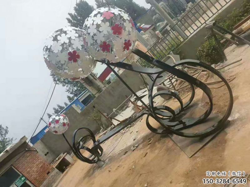 大型蒲公英坐凳雕塑，現代元素設計，不銹鋼坐凳雕塑