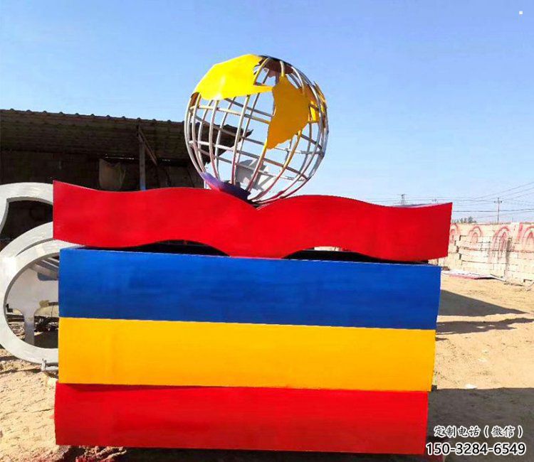 地球儀雕塑定制，中式工藝，烤漆書籍地球儀雕塑優價