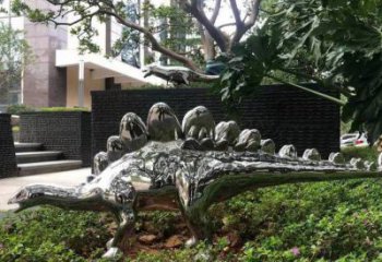 景觀恐龍雕塑廠家，拋光工藝，鏡面恐龍雕塑承接
