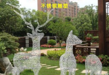 抽象梅花鹿雕塑展品，小區雕塑，鏤空梅花鹿雕塑制作