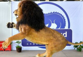 玻璃鋼彩繪仿真獅子雕塑，動物景觀擺件