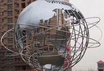 地球儀雕塑點擊，景觀雕塑，現代地球儀雕塑廠家