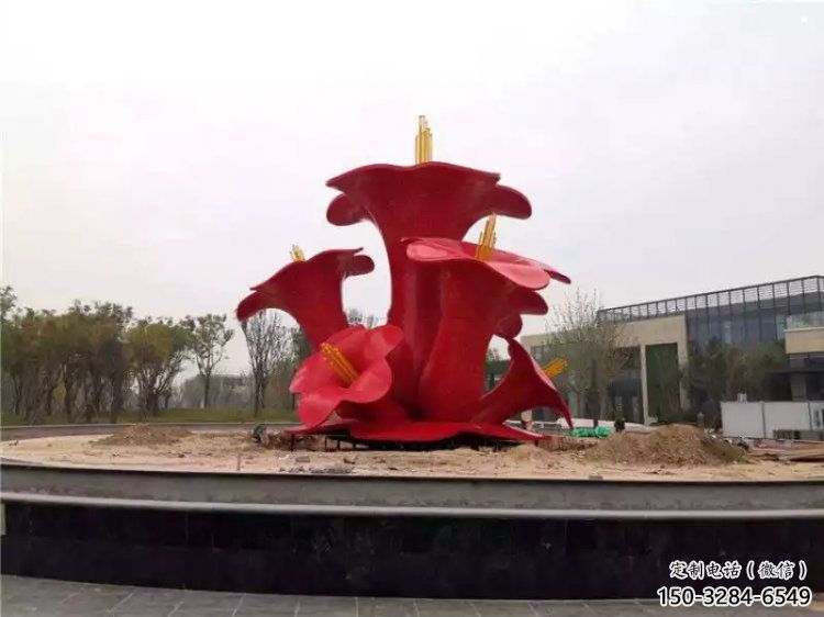 烤漆梧桐花雕塑制造商，室外軟裝，景觀梧桐花雕塑制作廠家