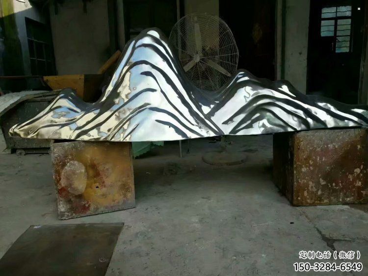 小區假山雕塑，拉絲景觀雕塑，抽象效果