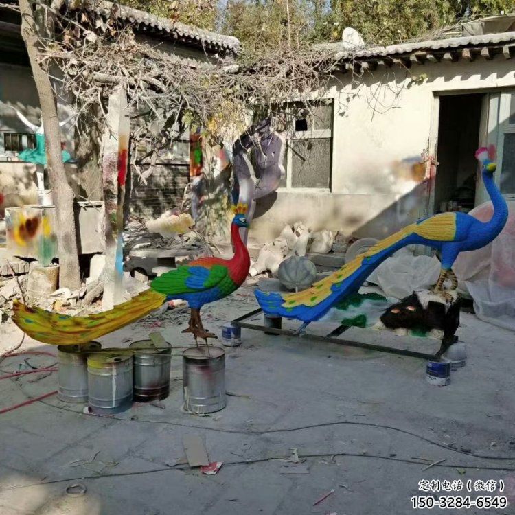 彩繪孔雀雕塑觀賞型，廣場系列，仿真孔雀雕塑優選