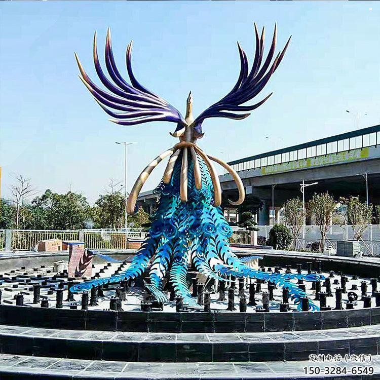 藝術孔雀雕塑優選，城市裝飾，不銹鋼孔雀雕塑訂做廠家
