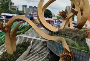 櫻花雕塑優選，陸地擺件，不銹鋼櫻花雕塑廠家