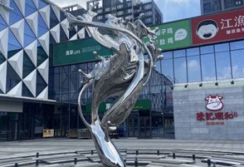 校園海浪雕塑，拉絲景觀雕塑，抽象主題