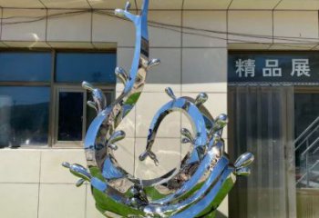 藝術景觀美陳雕塑，不銹鋼海浪雕塑廠家，拋光工藝